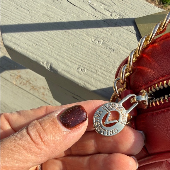 Valentino Orlandi Red Quilted Crossbody with Gold Chain - Picture 9 of 11